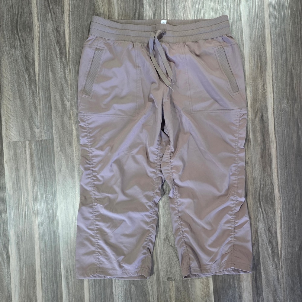 RBX Live Life Active Womens Mauve Taupe Ruched Capri Athletic Pants Size L